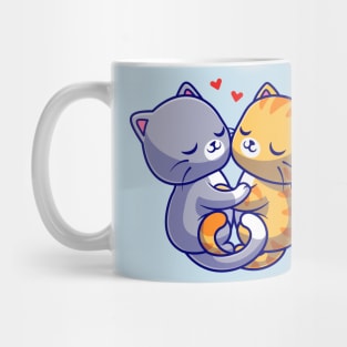 Cute Couple Cat Hug Love Cartoon Mug